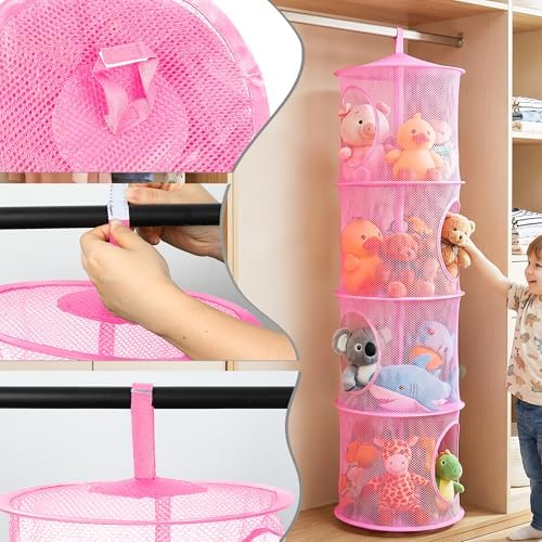 Hanging Stuffed Animal Storage Hammock Net 4 Tiers - Image 4