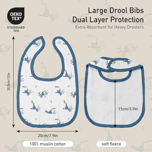 Muslin Bibs for Baby Boy Girl, Adjustable Fit for Drooling and Teething - Image 4