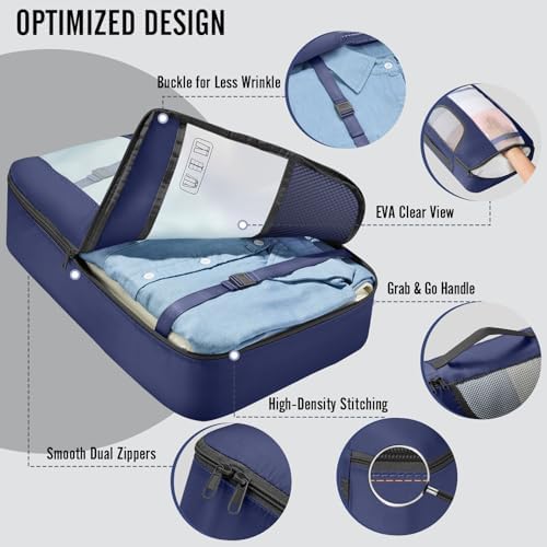Veken 8 Set Packing Cubes for Travel Essentials, Anti-Wrinkle Buckled Suitcase - Image 4