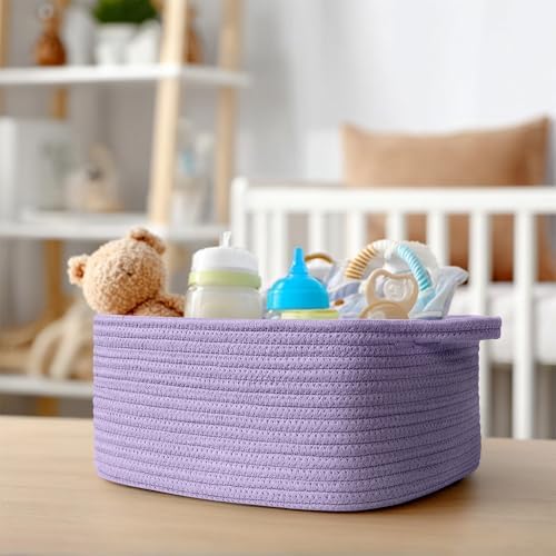 Cute Purple Gift Basket, Woven Baskets - Image 5