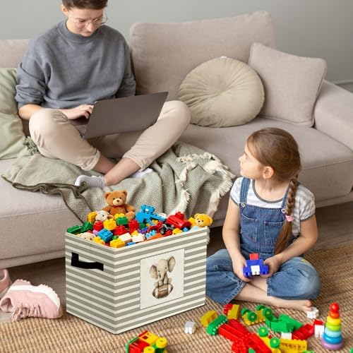 Rustic Elephant Football Storage Bins Boxes Handles - Image 4