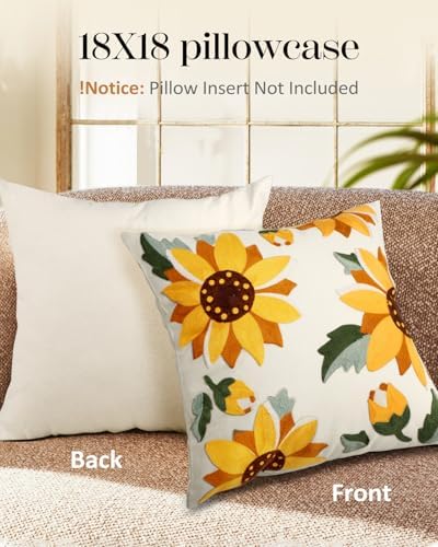 Embroidered Throw Pillow Cover, 18x18 Inch - Image 4