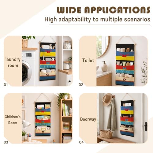 3-Pocket Hanging Wall Organizer, Colorful Bow and Star Over Door Storage - Image 4