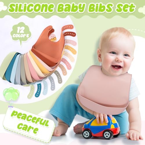 Tioncy 24 Pcs Silicone Bibs for Babies Toddlers Waterproof Adjustable Soft - Image 4
