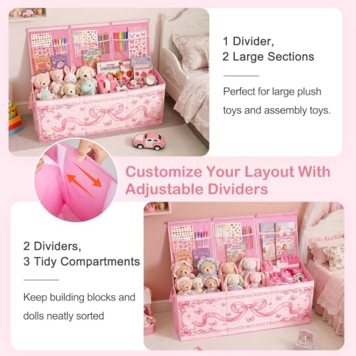 Toy Box with Adjustable Divider Large Toy Chest Storage - Image 2