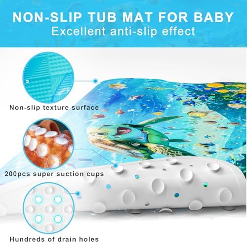 Bath Mat for Tub Non Slip Kids Bathtub Mat 40x16 Baby Bath Mat - Image 3