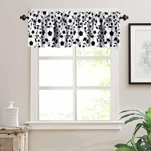 Sports Valance Curtains Kids Soccer Classical White Black Football Balls Print - Image 5