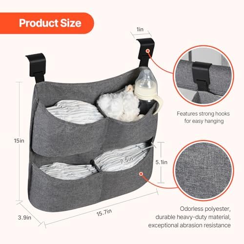 Hanging Diaper Caddy for Crib, Diaper Organizer - Image 5