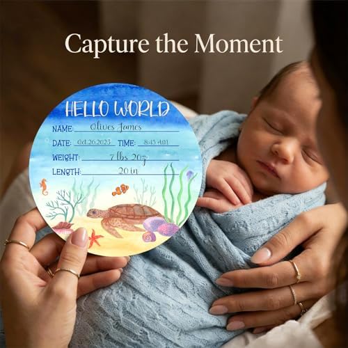 Ocean Baby Announcement Sign, Wooden Nursery Name Decor 6in - Image 5