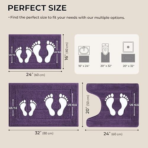 GRANNY SAYS Purple Bathroom Rugs Set 3 Piece, Soft Microfiber Bath Mats - Image 2