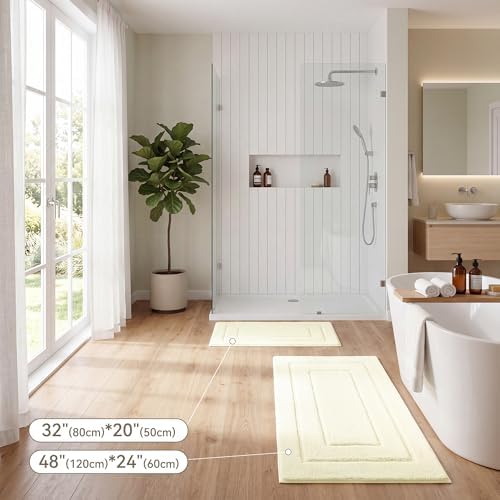 GRANNY SAYS Ivory Bathroom Rug 24" x 48", Non-Slip Microfiber Bath Mat - Image 6