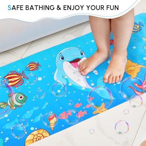 Vannokor Baby Bath Mat for Tub Non Slip Kids, 40 X 16 Inch Extra Long Bathtub - Image 6