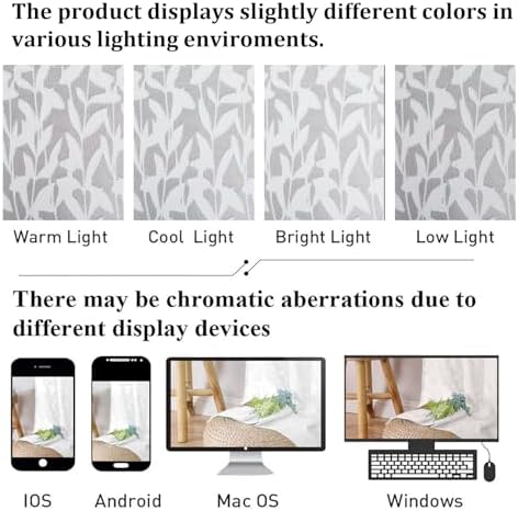 Lecloud Leia White Sheer Curtains 84 Inches Long 2 Panels, Semi Sheer Jacquard - Image 6