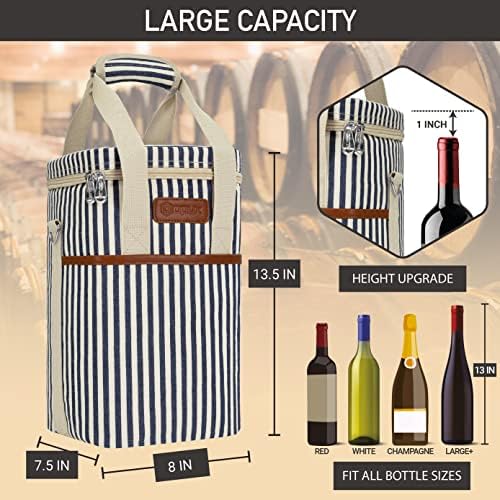 opux Insulated Wine Cooler Bag, Leakproof 4 Bottle Tote Carrier - Image 3