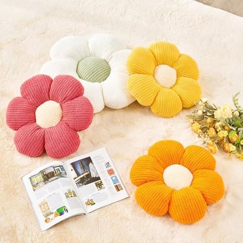 Kcvvcr Flower Throw Pillow, Soft Orange 17.7" Shaped Floor Pillow - Image 3