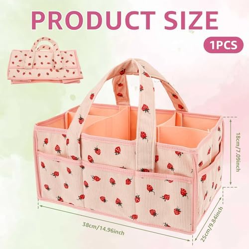 Baby Diaper Caddy Organizer, Portable Nappy Caddy Storage Basket - Image 3