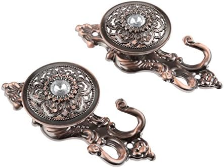 2Pcs Red Copper Crystal Curtain Hold Back Tieback Wall Hook Tassel Decor - Image 3