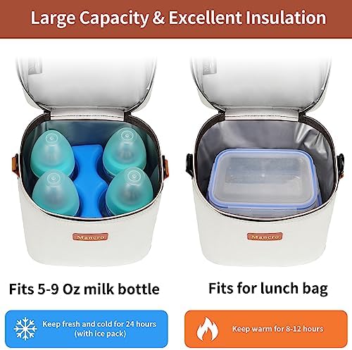Mancro Breastmilk Cooler Bag for Travel, Fits 4 Baby Bottles Up to 9 Ounce - Image 3