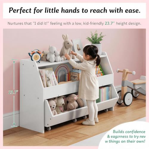 Kids Toy Storage Organizer, Kids Toy Organizer, Playroom Organization White - Image 2