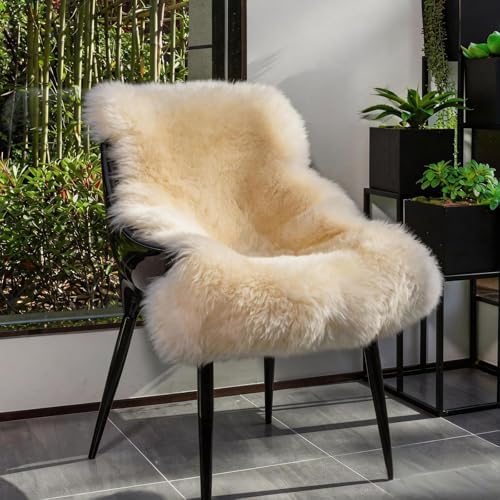 Genuine Real NZ Sheepskin Area Rug Fluffy Lambskin Living Room Cream 2x3ft - Image 2