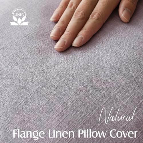 Foindtower Linen Solid Decorative Throw Pillow Covers 20x20 Light Purple - Image 2