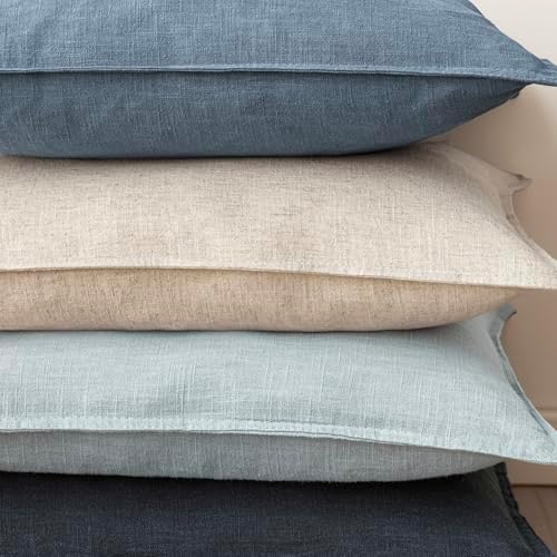 Foindtower Linen Solid Decorative Throw Pillow Covers 18x18 Inch Misty Blue - Image 5