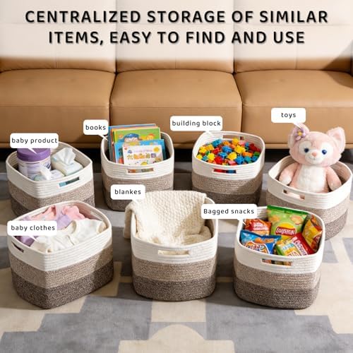 4 Pack Large Storage Baskets for Organizing, and Clothes, Cotton Rope Basket - Image 6