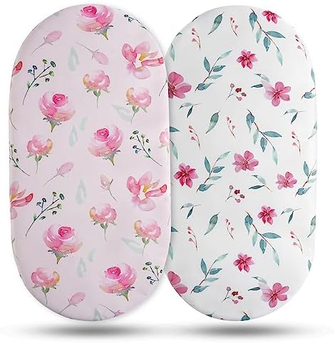 Baby Bassinet Sheets 2 Pack, Fits Rectangle Round Oval Hourglass Mattress by SoarwgKids