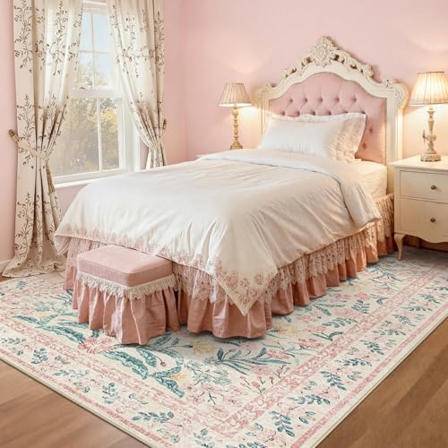 Wonnitar Washable Area Rug 6x9, Boho Non Slip Non-Shedding Pastel Nursery Carpet - Image 6