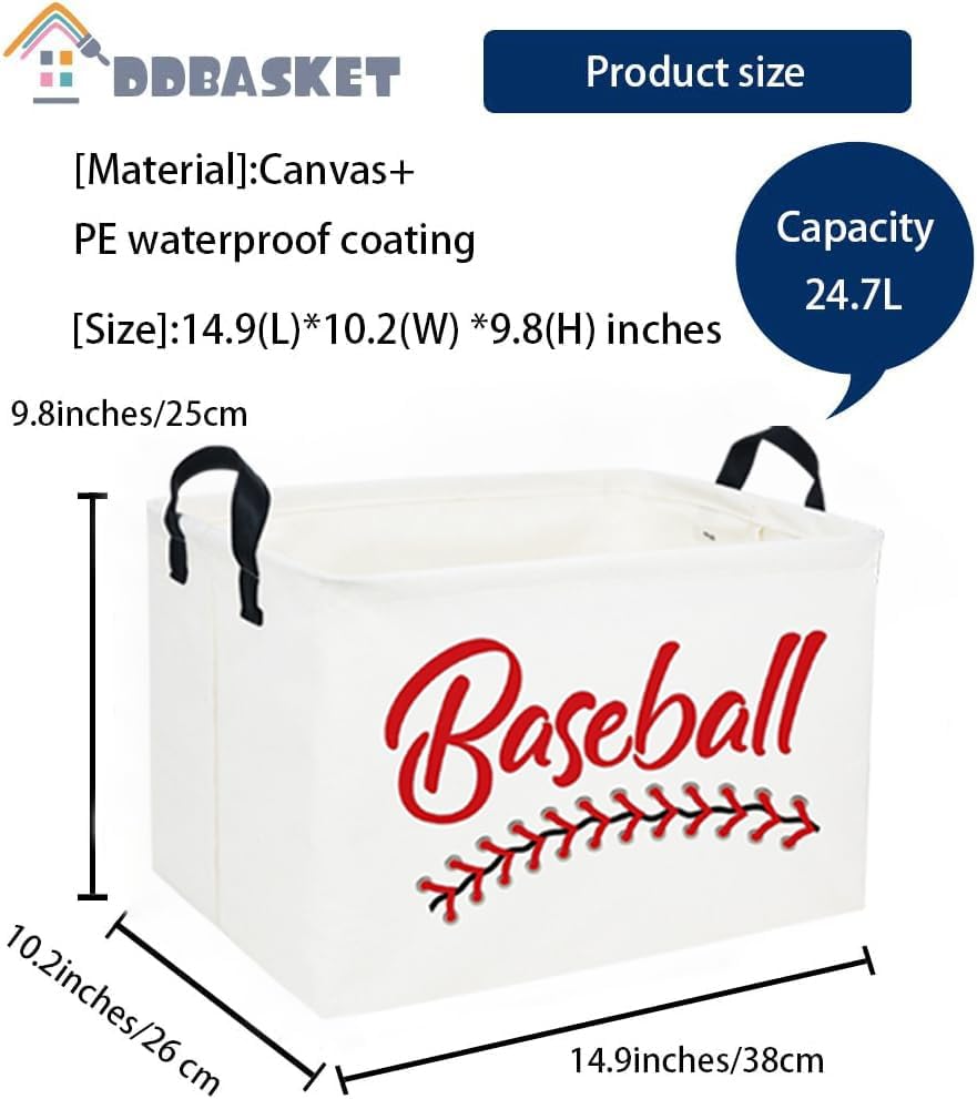 Rectangular Baskets Easter Gift Basket Empty Storage Bin Organizer Box Baseball - Image 2