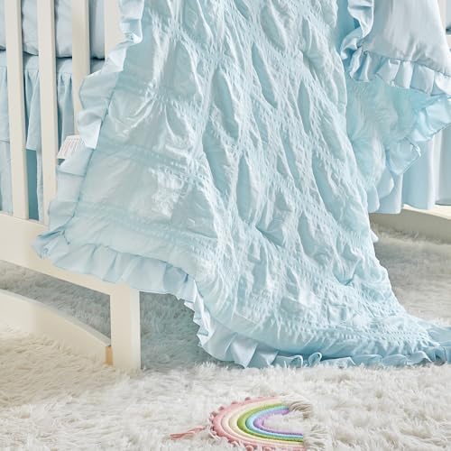 Ruffled Mini Crib Bedding Set Baby Boho Quilted Comforter - Image 3