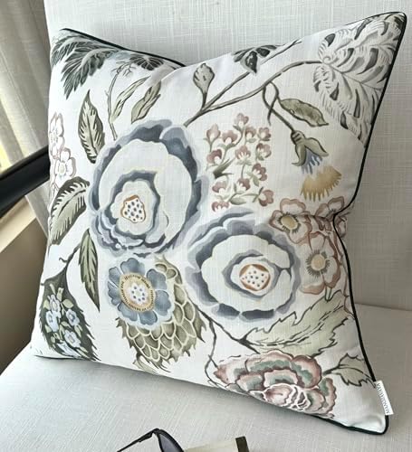 Blue Rose Floral Print 20x20 Throw Pillow Cover - Image 2