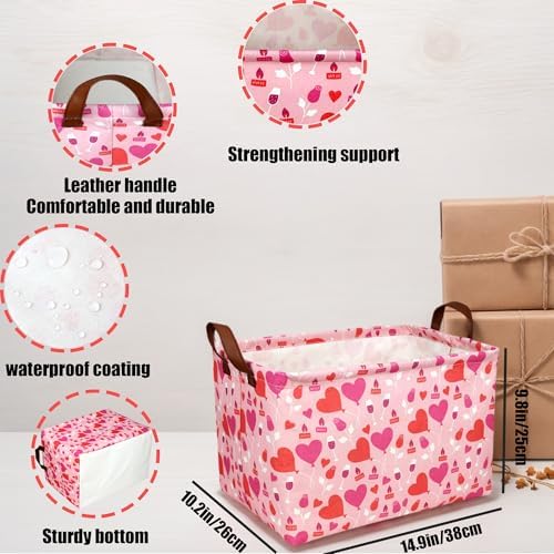 Valentine's Day Basket Gift for Empty Cute Heart Large Storage Bin for Kid and - Image 5