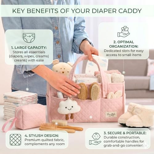 PeraBella Baby Diaper Caddy Organizer, Baby Basket Shower Gift, Portable - Image 3
