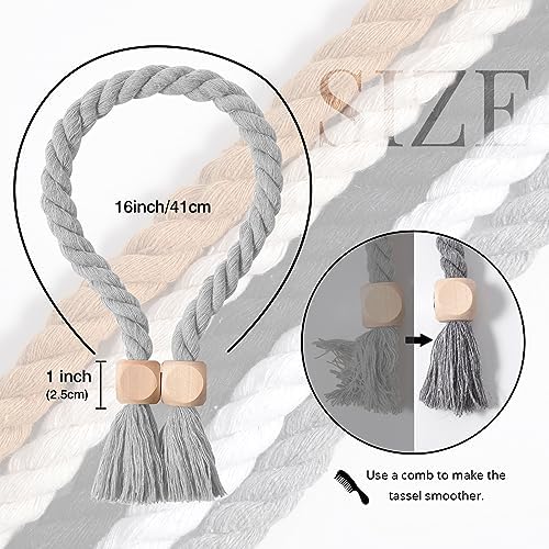 NICEEC 4 Pack Wooden Cube Magnetic Curtain Tiebacks Boho Home Decor Drape Tie - Image 4