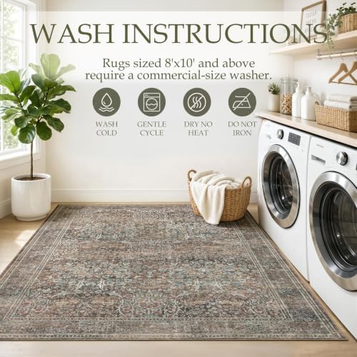 JOLLYVOGUE 8x10 Area Rugs for Living Room, Vintage Washable Rug - Image 7