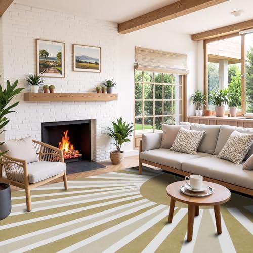 Lahome Khaki Rainbow Sun Washable Area Rug 9x12 - Image 2
