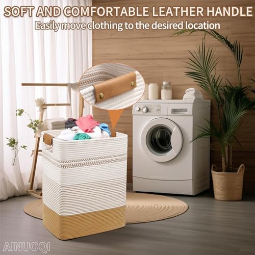Large Laundry Hamper Basket, 85L Cotton Rope Woven Storage Bin - Image 6