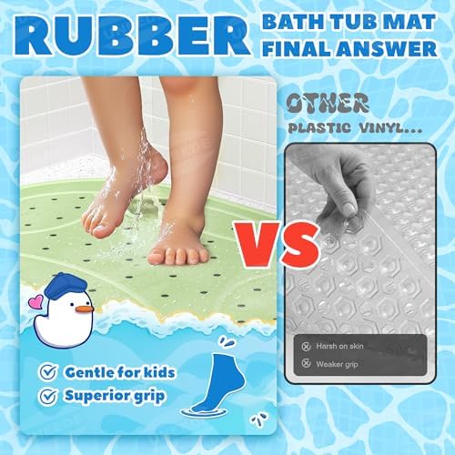 UNEEDE Kids Bathtub Mat Non Slip, Soft Rubber Shower Mat - Image 2