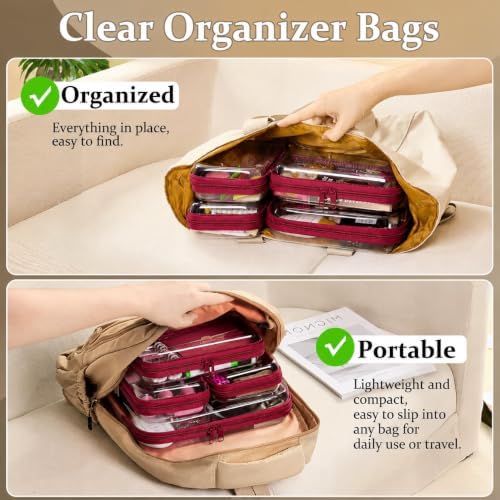 4 pcs Clear Zipper Pouches, Hard Shell Zipper Case, Toiletry Bag - Image 3