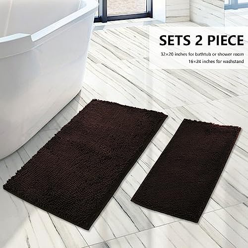 Bathroom Rugs Sets 2 Piece, Extra Soft Chenille Bath Mat Ultra Absorbent - Image 3