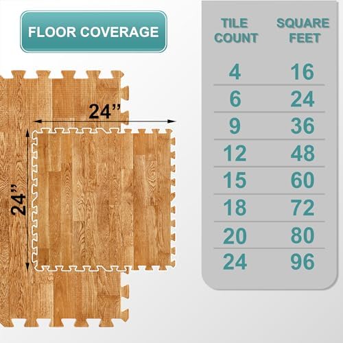 Sorbus Wood Grain Floor Tiles Foam Mat EVA Interlocking Mats Tile 3/8-Inch - Image 2