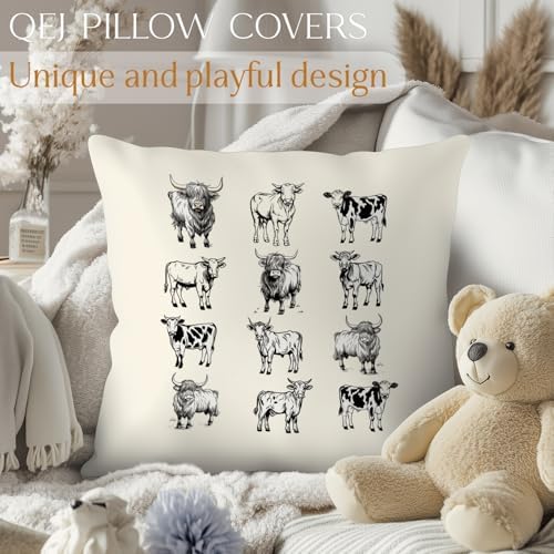 Farmhouse Highland Cow Pillow Cover 18x18 Double-Sided, Highland Cow Lovers - Image 4