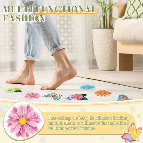 Fullhawl 30 Pcs Butterfly Sun Flower Non Slip Bathtub Stickers 4.72 x 4.72 Inch - Image 5