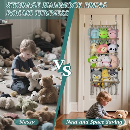 42 Cm Wide Over The Door Stuffed Animal Storage Hammock - Image 3