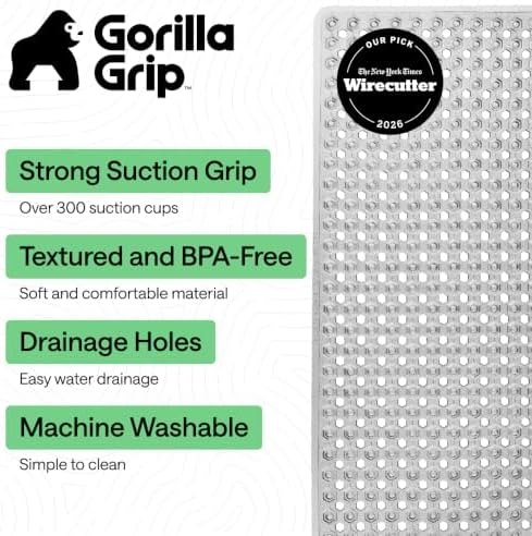 GORILLA GRIP Bath Tub Shower Mat, Bathtub Floor Liner, 35x16 Clear Gray - Image 2