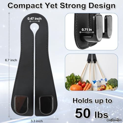 2 Pack Car Purse Hooks, Leather Car Headrest Hooks - Image 2
