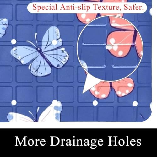 Bath Tub Shower Mat, Washable Bathtub Floor Mats, Suction Cups and Drain Holes - Image 2