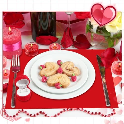 Fullhawl 60 Pcs Pink and Red Paper Placemats, Disposable Rectangular Table - Image 6