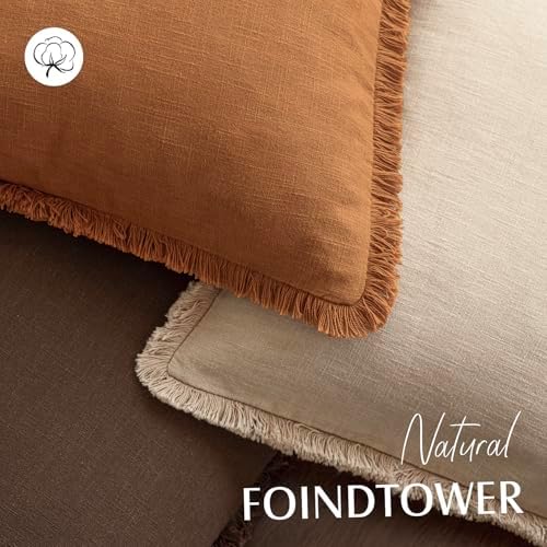 Foindtower Decorative Linen Fringe Throw Pillow Covers Cozy Boho Farmhouse - Image 4